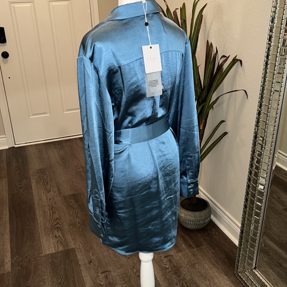 L'Academie Marta Shirt Dress in Dusty Blue - Picture 9 of 10